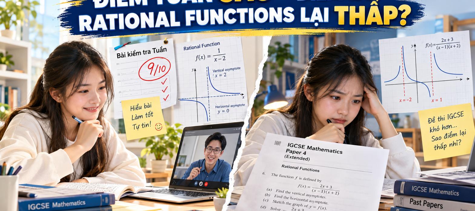 Bài 23: Sự thật đằng sau điểm tuần cao, điểm kỳ kém ở Rational Functions – IGCSE