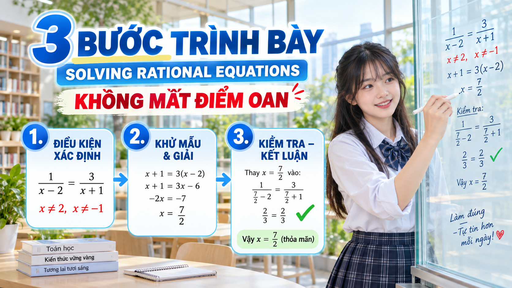 Bài 3: 3 bước trình bày lời giải Solving Rational Equations để không mất điểm oan