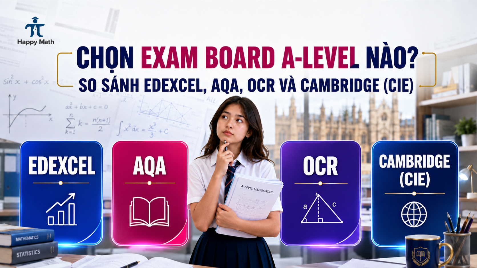Chọn Exam Board A-Level Nào? So Sánh Edexcel, AQA, OCR Và Cambridge (CIE)
