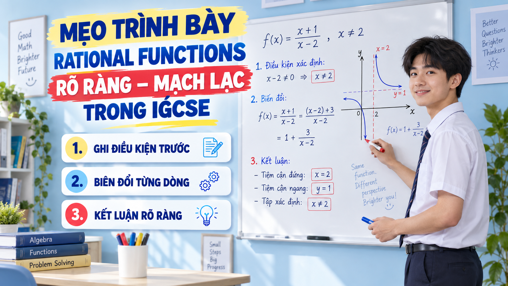 Bài 2: Mẹo trình bày bài Rational Functions rõ ràng, mạch lạc trong IGCSE